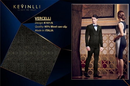 K101/6 Vercelli CVM - Vải Suit 95% Wool - Đen Trắng Trơn